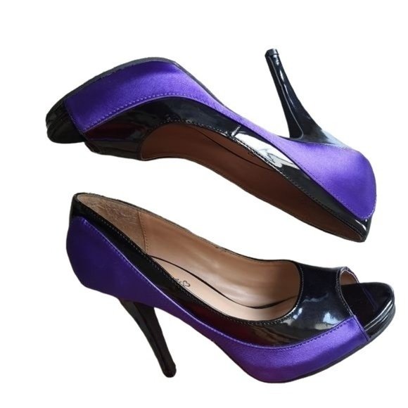 FOREVER Selected by Paula Abdul Purple Peep Toe Heels - Picture 3 of 7